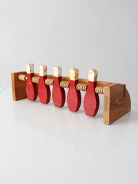 mid-century wooden tabletop bowling game