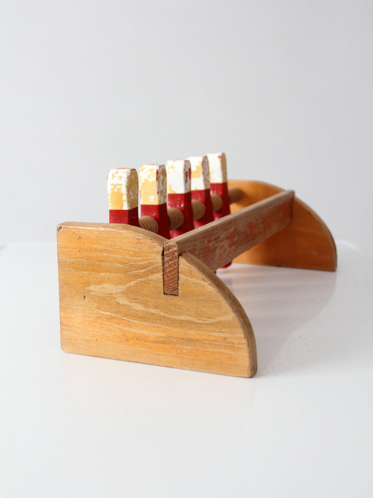 mid-century wooden tabletop bowling game
