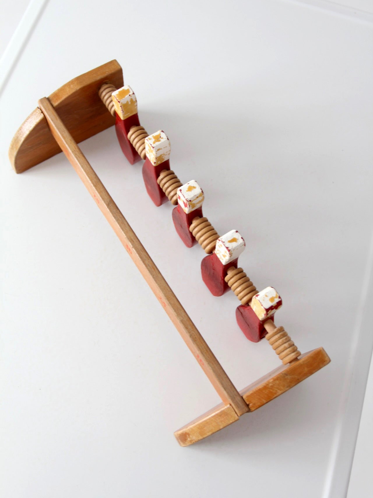 mid-century wooden tabletop bowling game