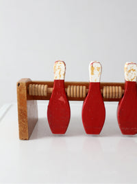 mid-century wooden tabletop bowling game
