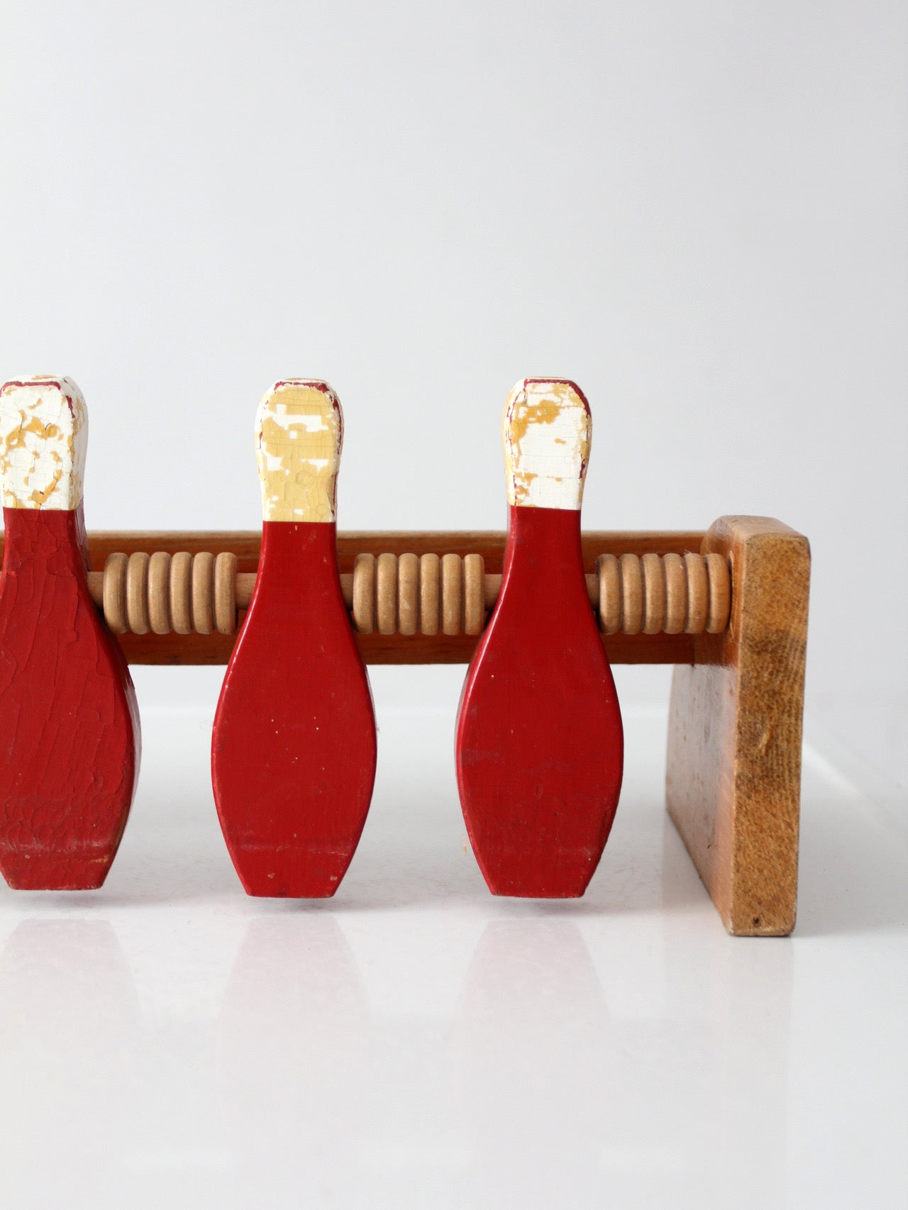 mid-century wooden tabletop bowling game