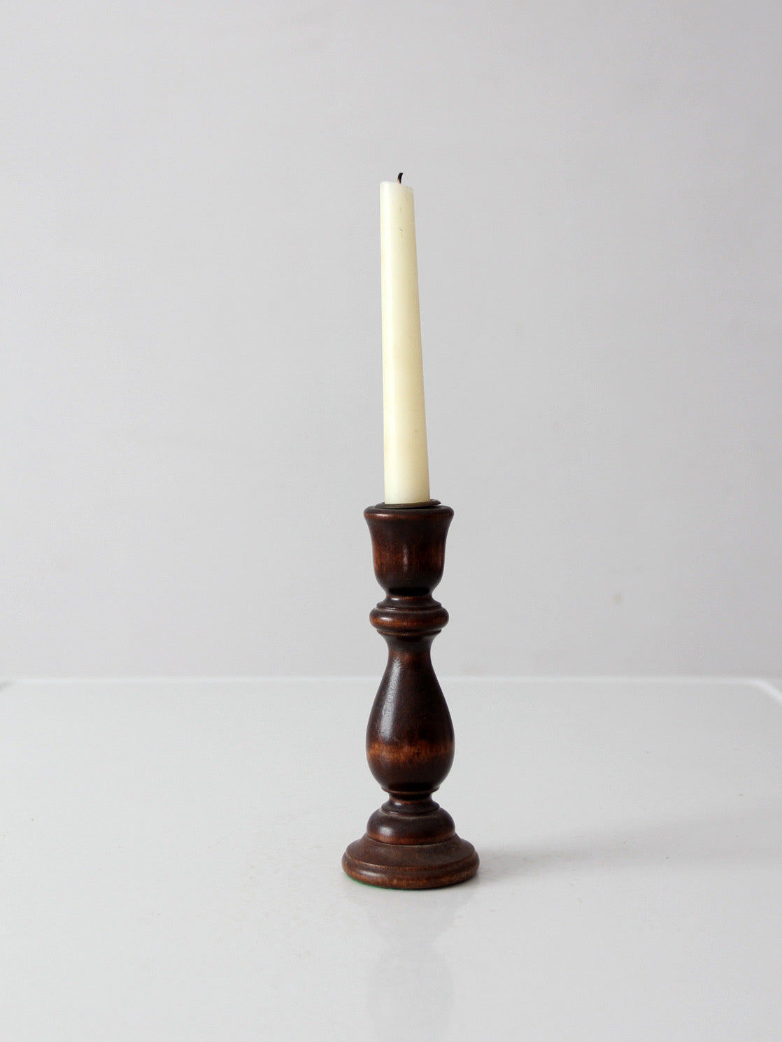 vintage turned wood candle holder