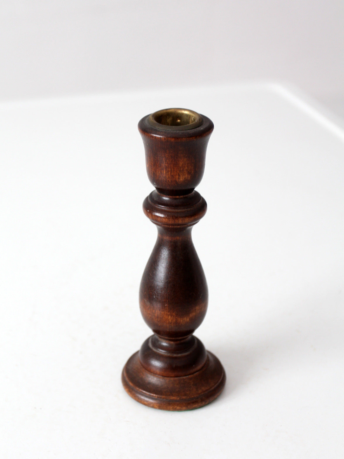 vintage turned wood candle holder
