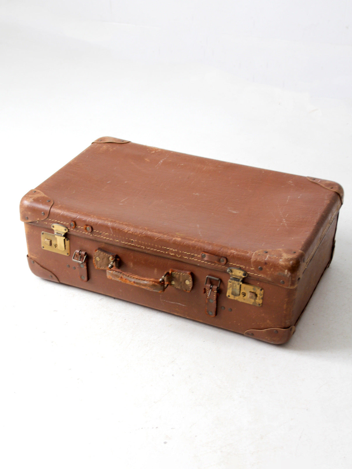 vintage brown leather suitcase