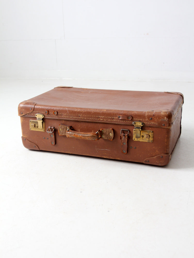 vintage brown leather suitcase