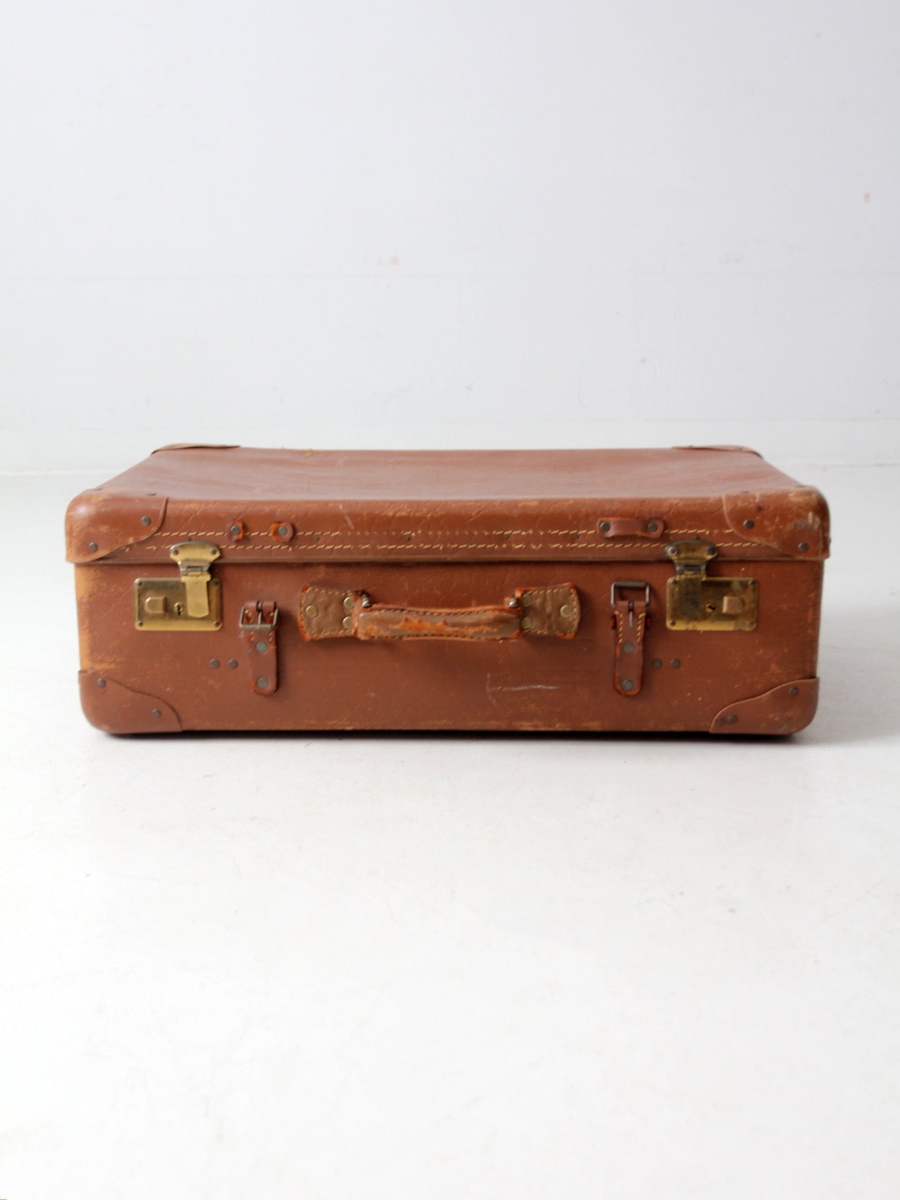 vintage brown leather suitcase