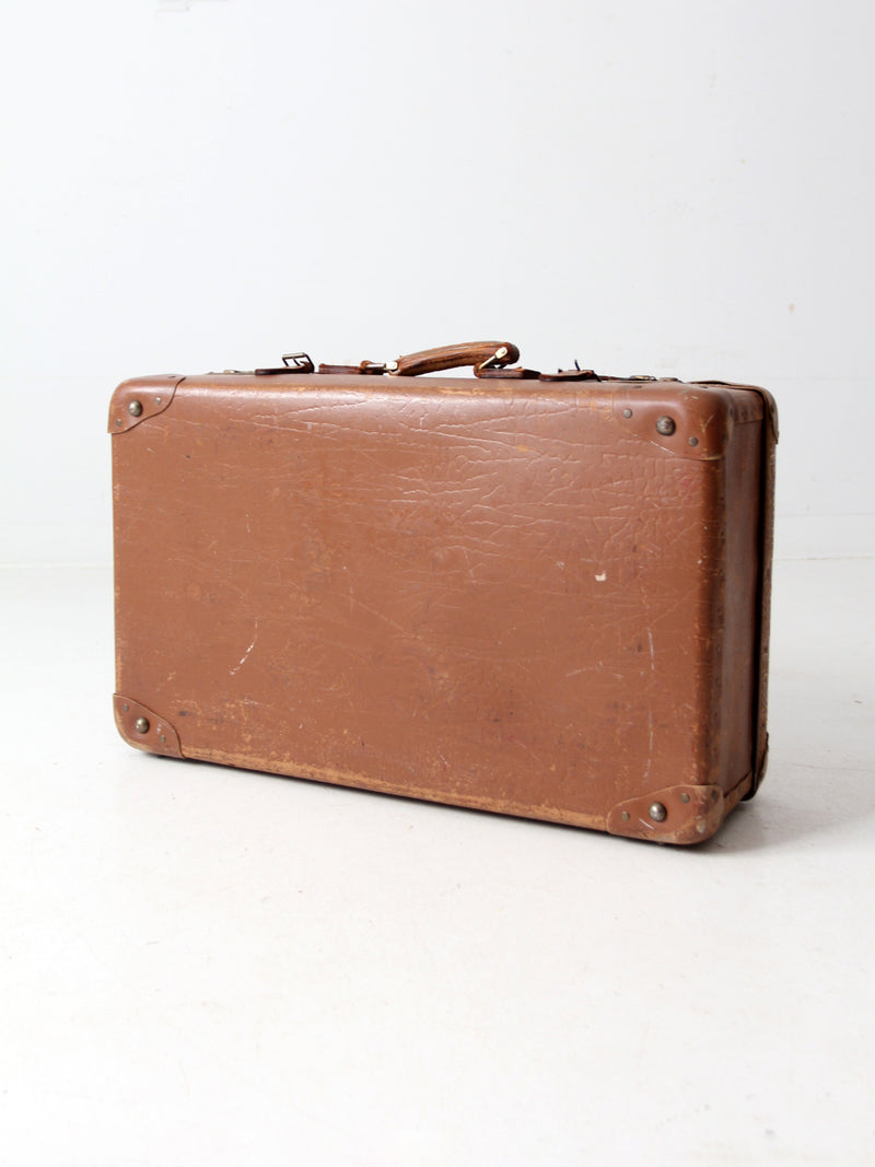 vintage brown leather suitcase