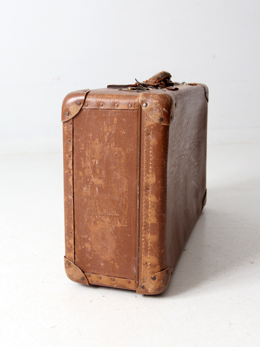 vintage brown leather suitcase