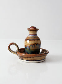 vintage studio pottery oil lamp