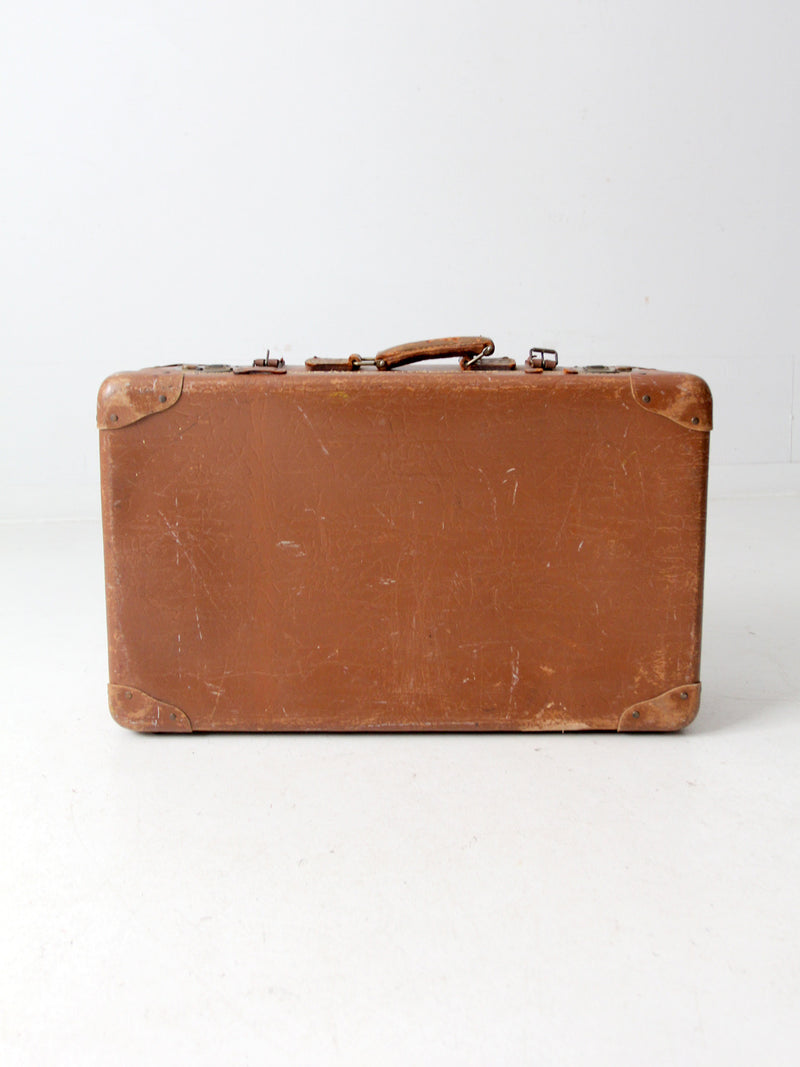 vintage brown leather suitcase