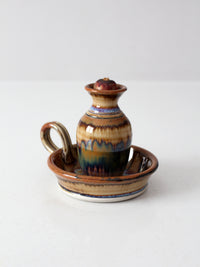 vintage studio pottery oil lamp