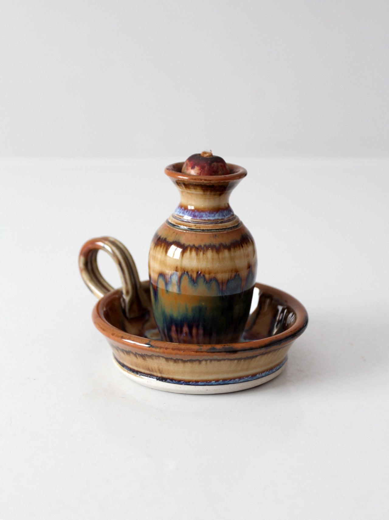 vintage studio pottery oil lamp