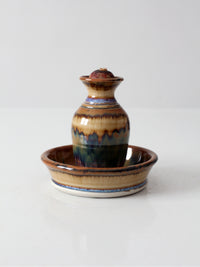 vintage studio pottery oil lamp