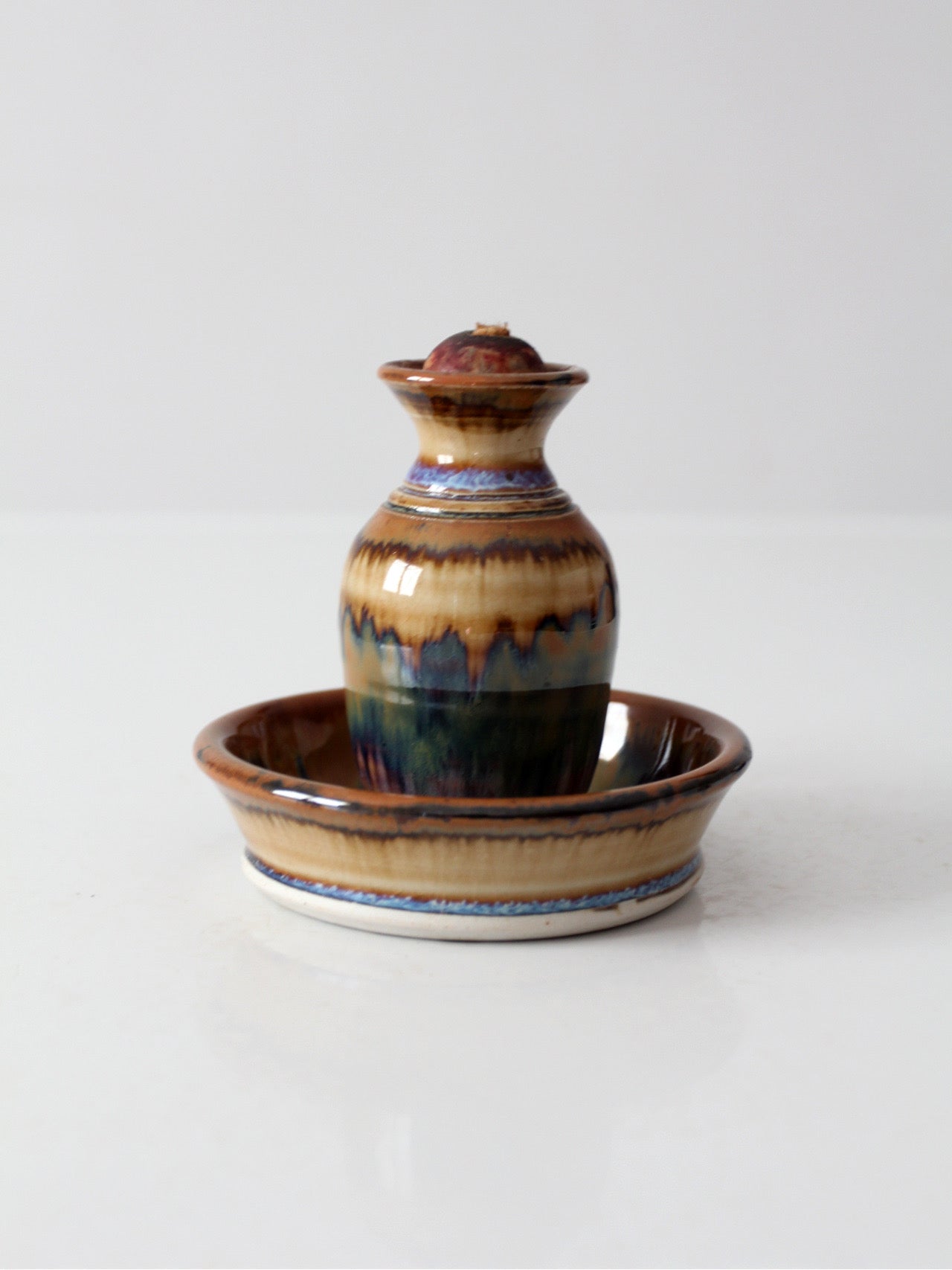 vintage studio pottery oil lamp