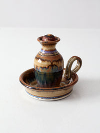 vintage studio pottery oil lamp