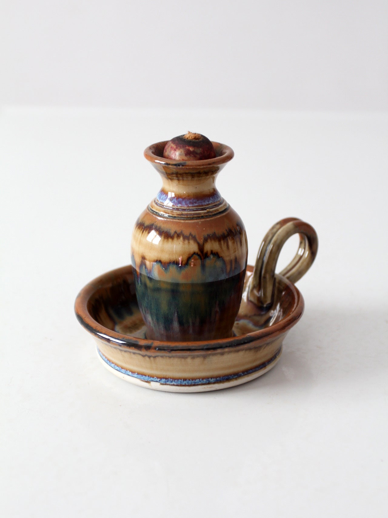 vintage studio pottery oil lamp