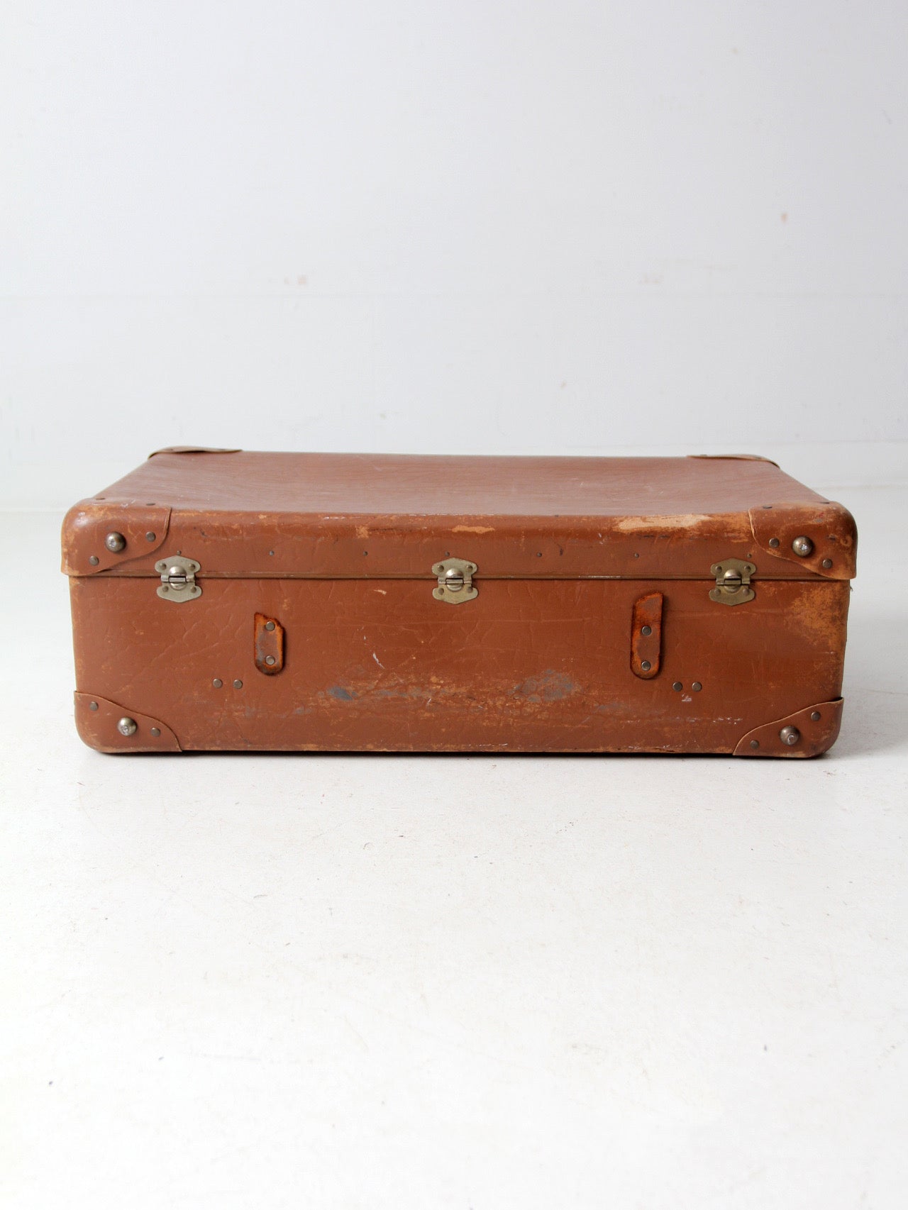 vintage brown leather suitcase