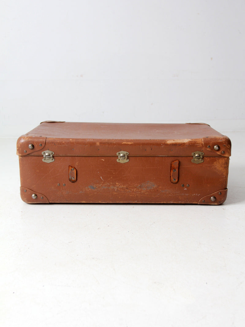 vintage brown leather suitcase