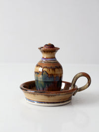 vintage studio pottery oil lamp
