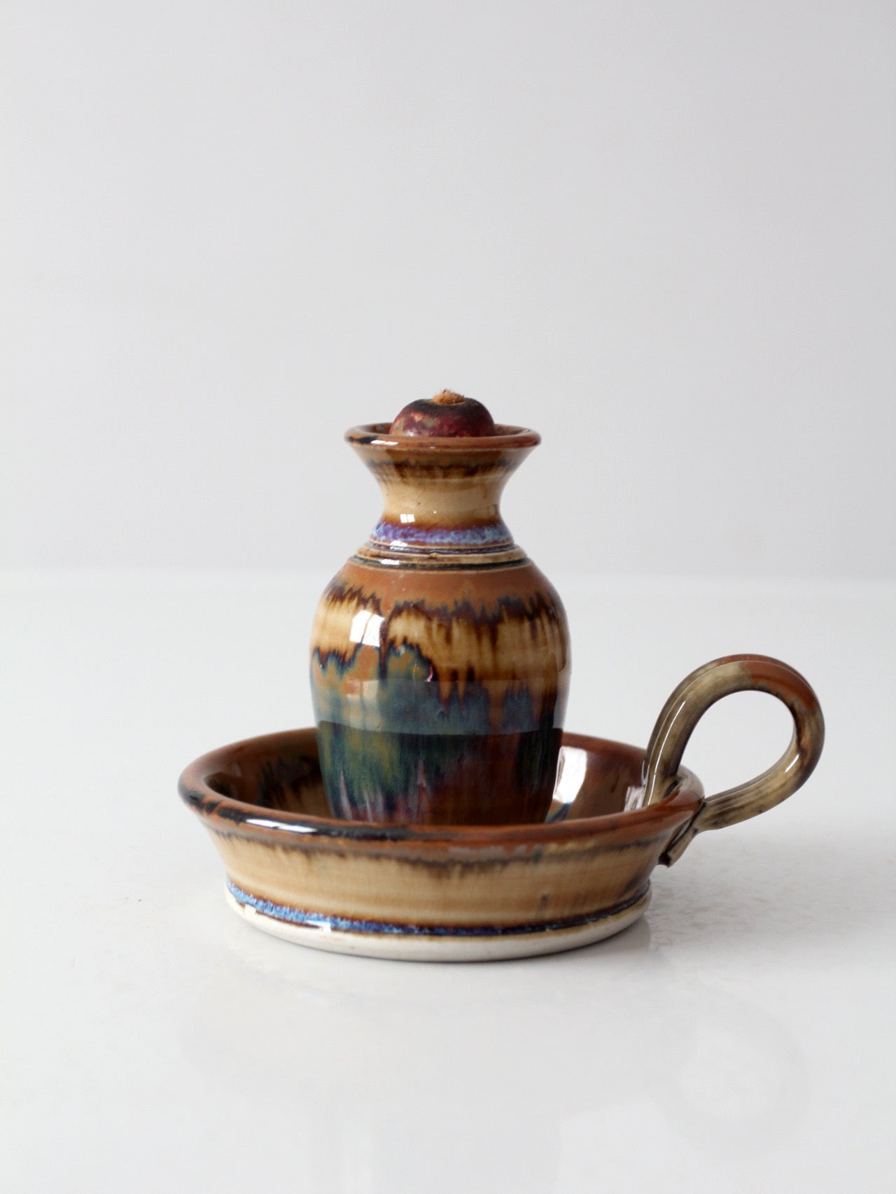 vintage studio pottery oil lamp