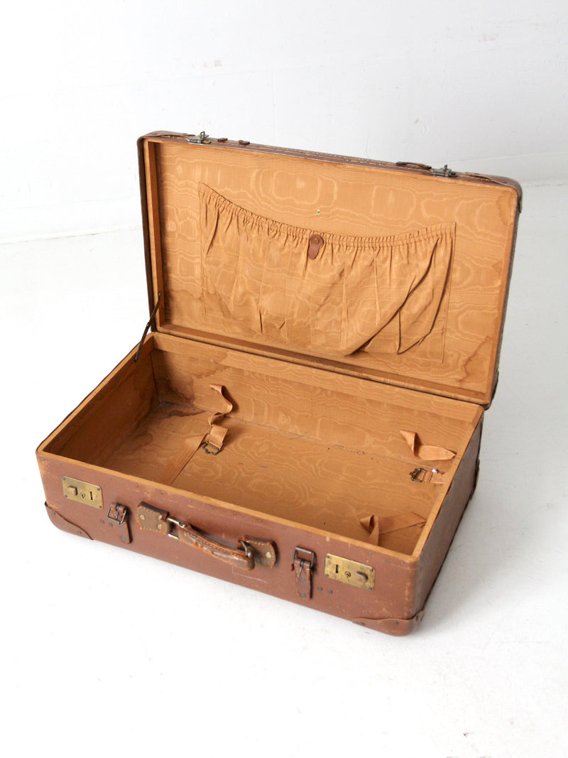 vintage brown leather suitcase