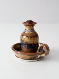 vintage studio pottery oil lamp