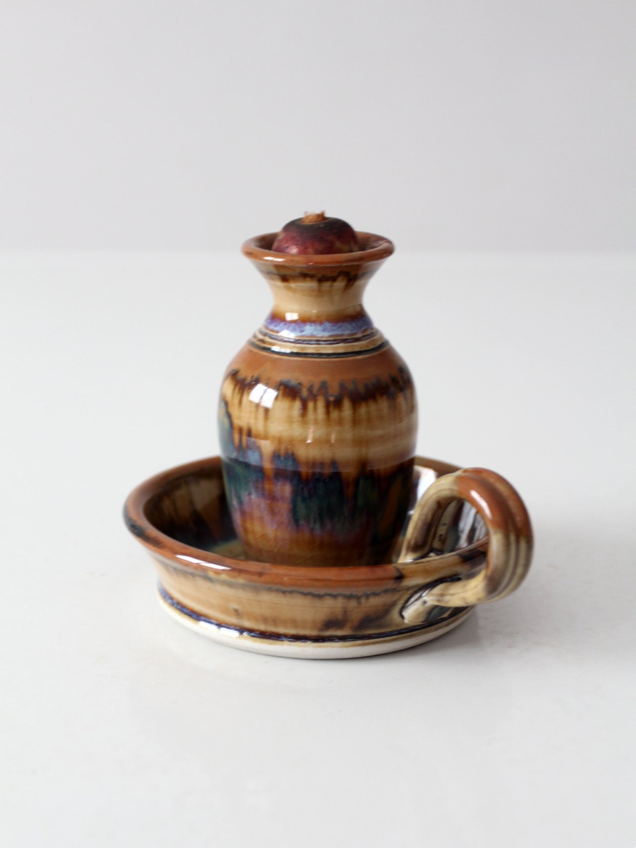 vintage studio pottery oil lamp