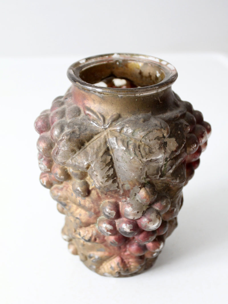 vintage Goofus glass vase with grape relief