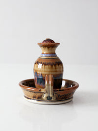 vintage studio pottery oil lamp
