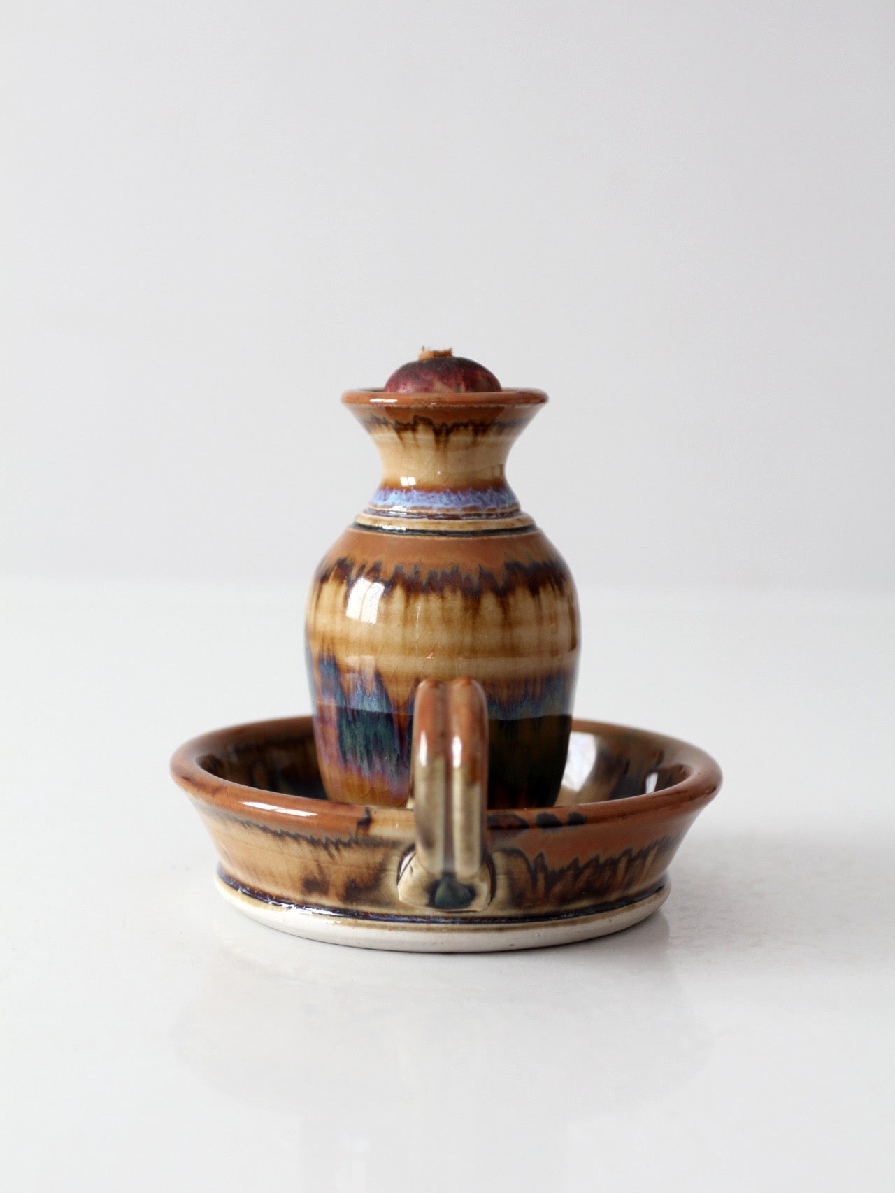 vintage studio pottery oil lamp