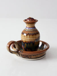 vintage studio pottery oil lamp