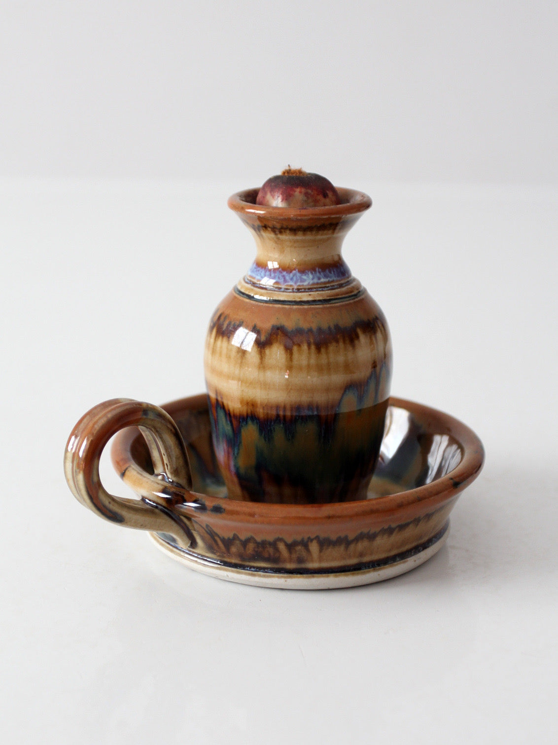 vintage studio pottery oil lamp