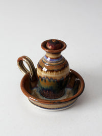 vintage studio pottery oil lamp