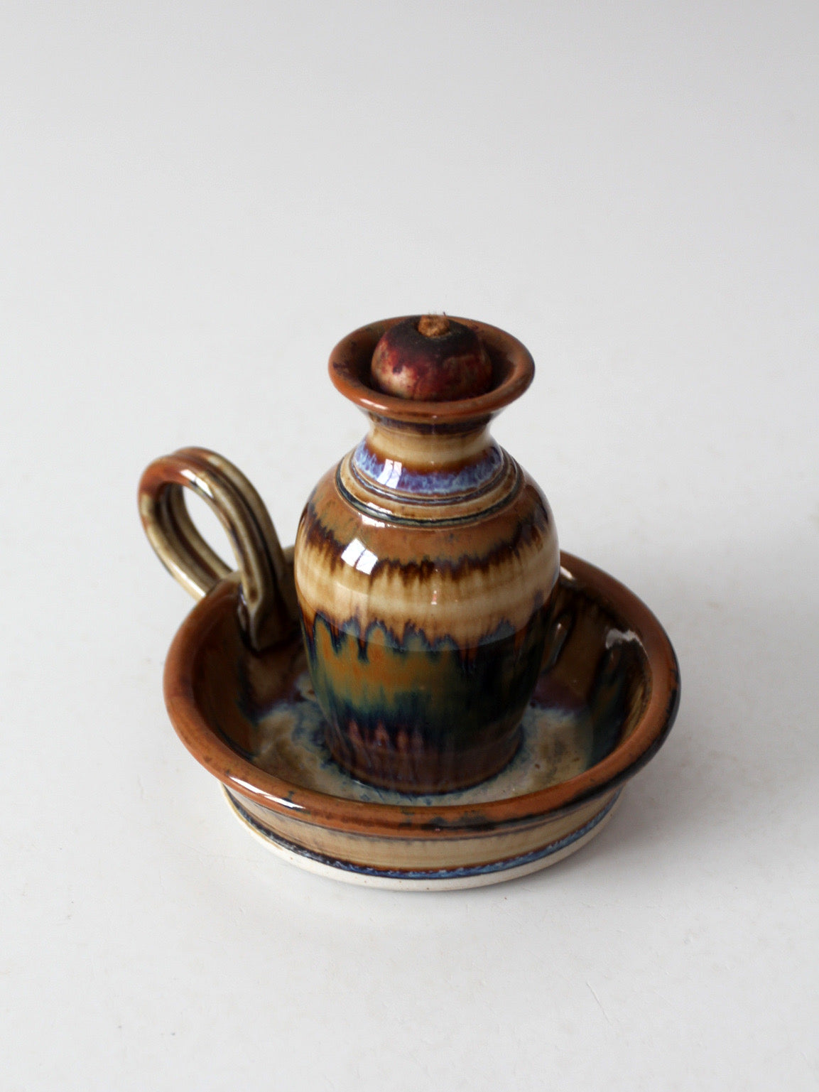 vintage studio pottery oil lamp