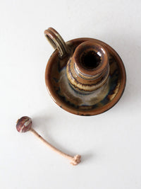 vintage studio pottery oil lamp