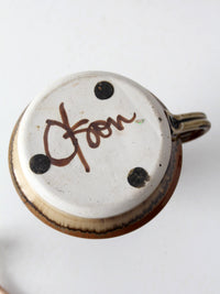 vintage studio pottery oil lamp