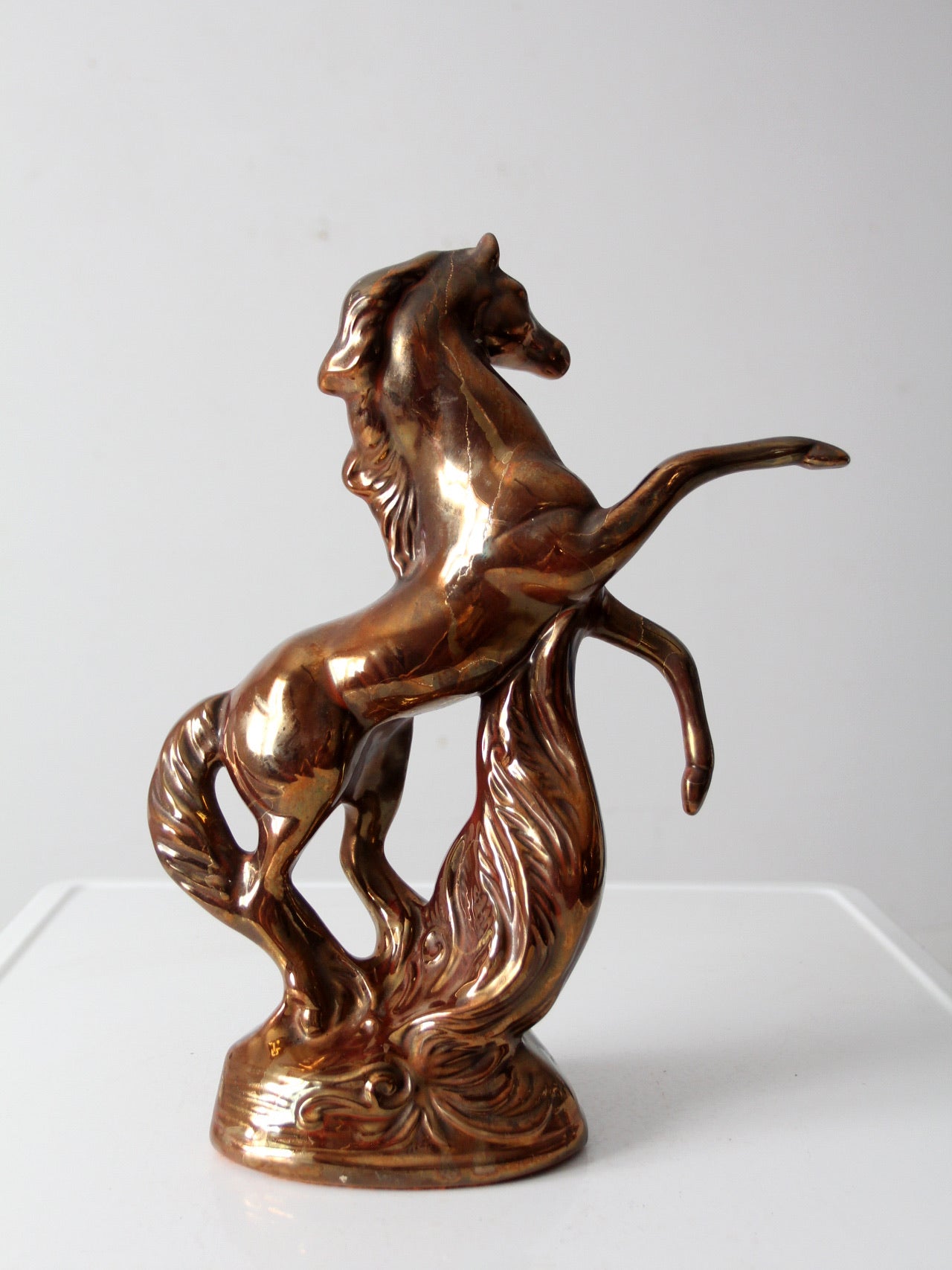 mid-century metallic glaze ceramic horse
