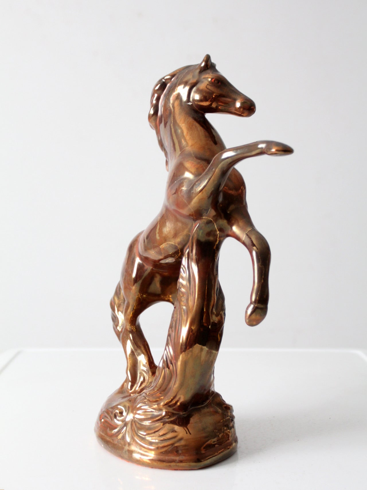 mid-century metallic glaze ceramic horse