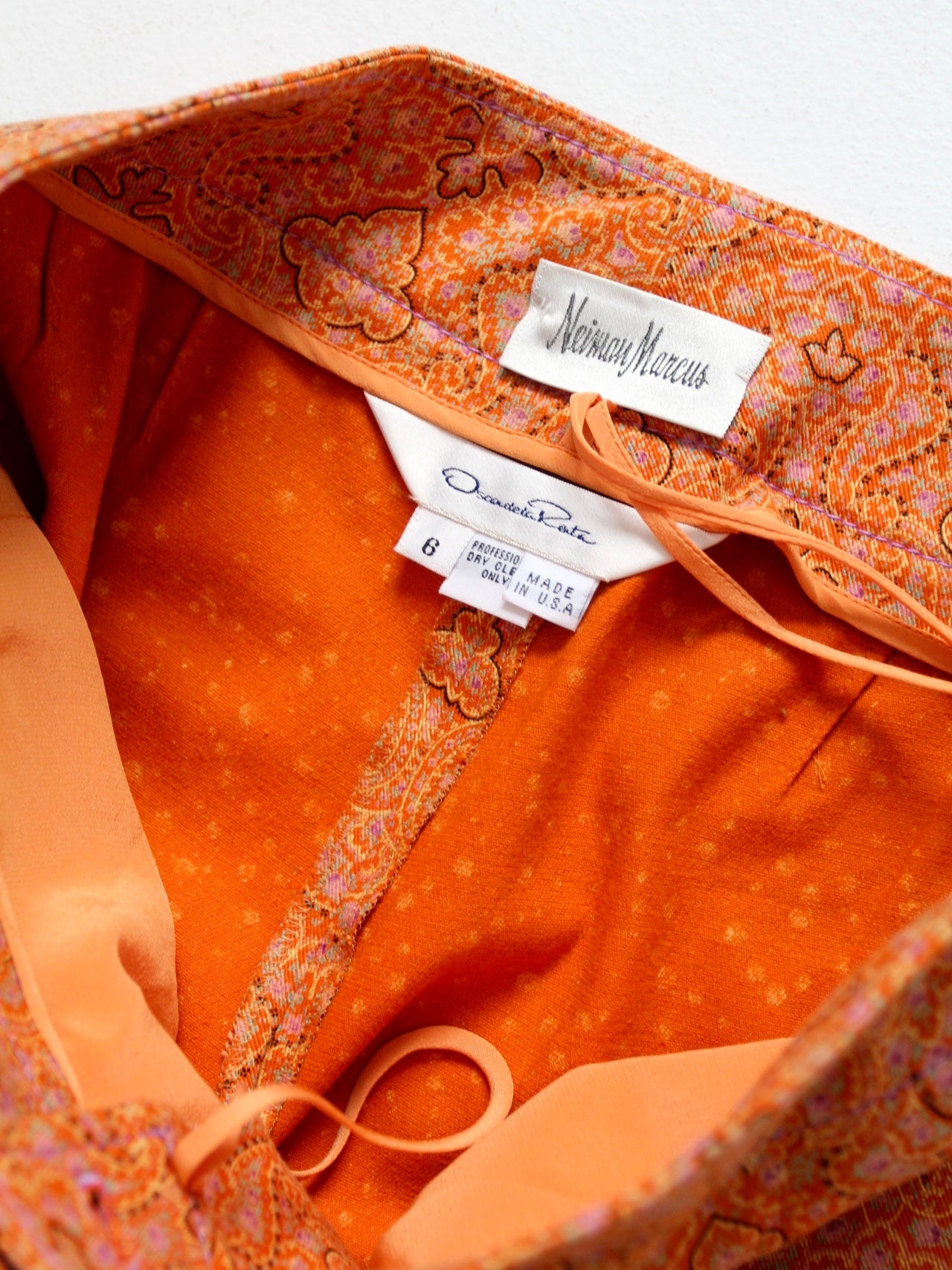 vintage Oscar de la Renta orange paisley bootcut pants