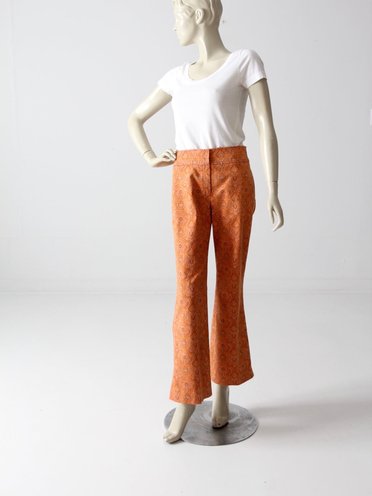 vintage Oscar de la Renta orange paisley bootcut pants