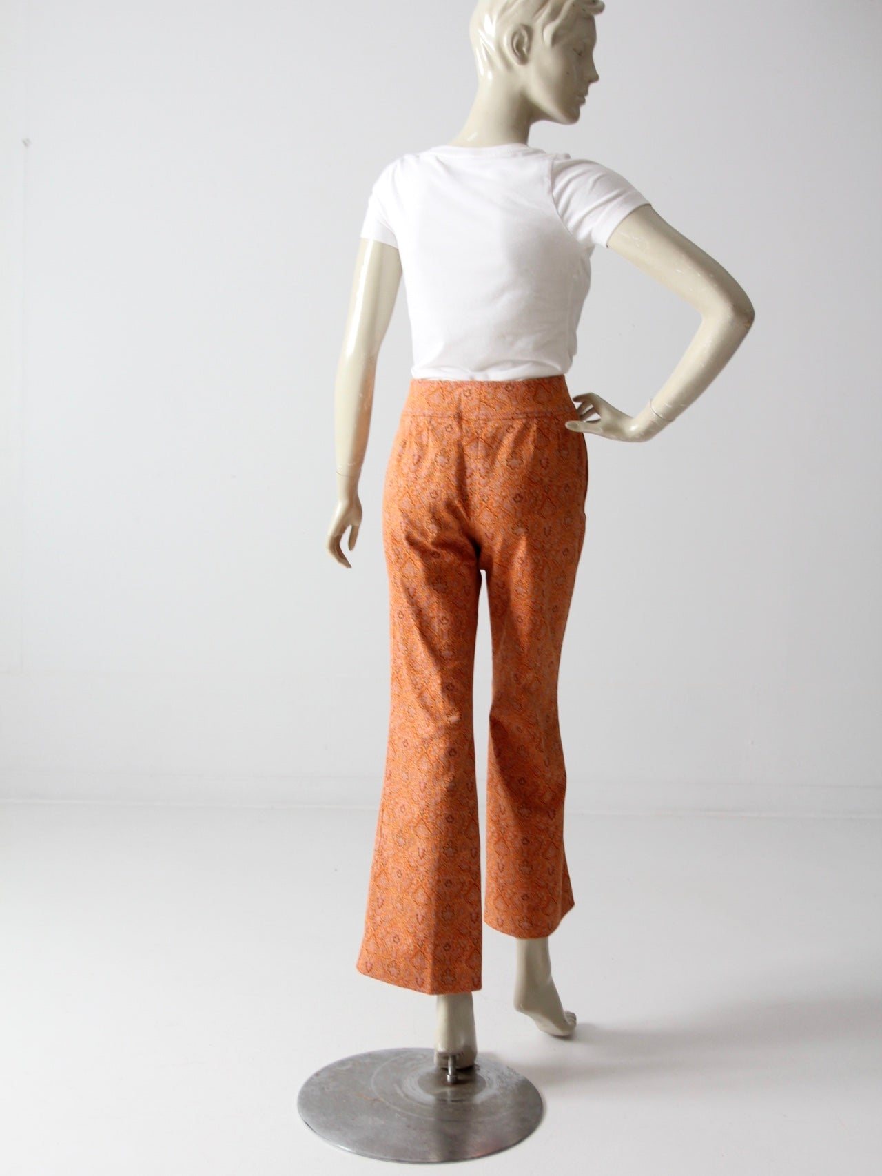 vintage Oscar de la Renta orange paisley bootcut pants