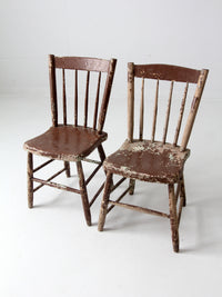 antique chippy paint farmhouse chairs pair