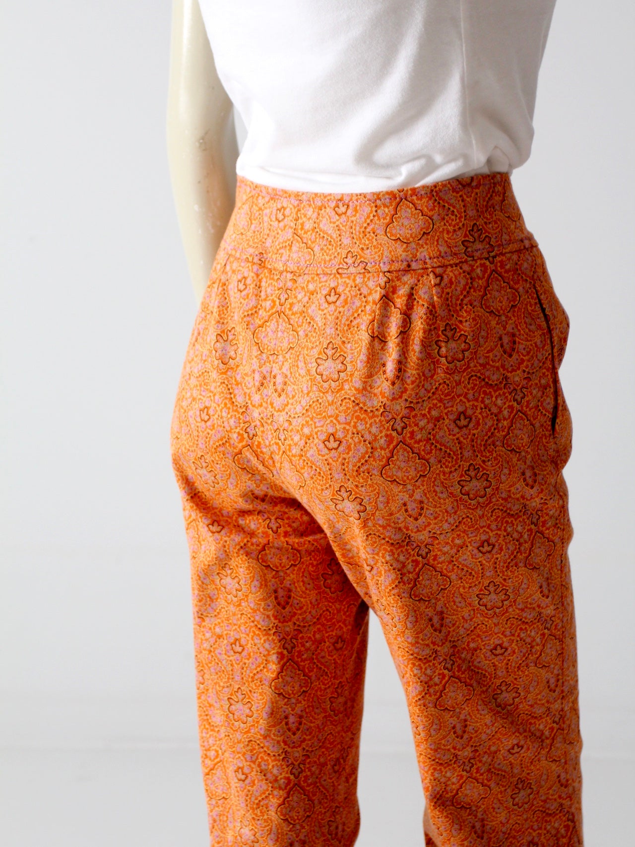 vintage Oscar de la Renta orange paisley bootcut pants