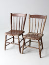 antique chippy paint farmhouse chairs pair