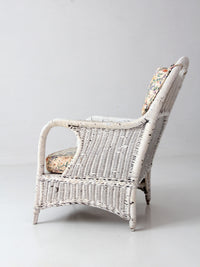 antique white wicker lounge chair