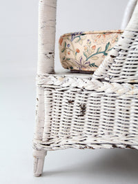 antique white wicker lounge chair