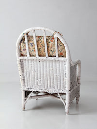 antique white wicker lounge chair