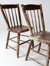 antique chippy paint farmhouse chairs pair