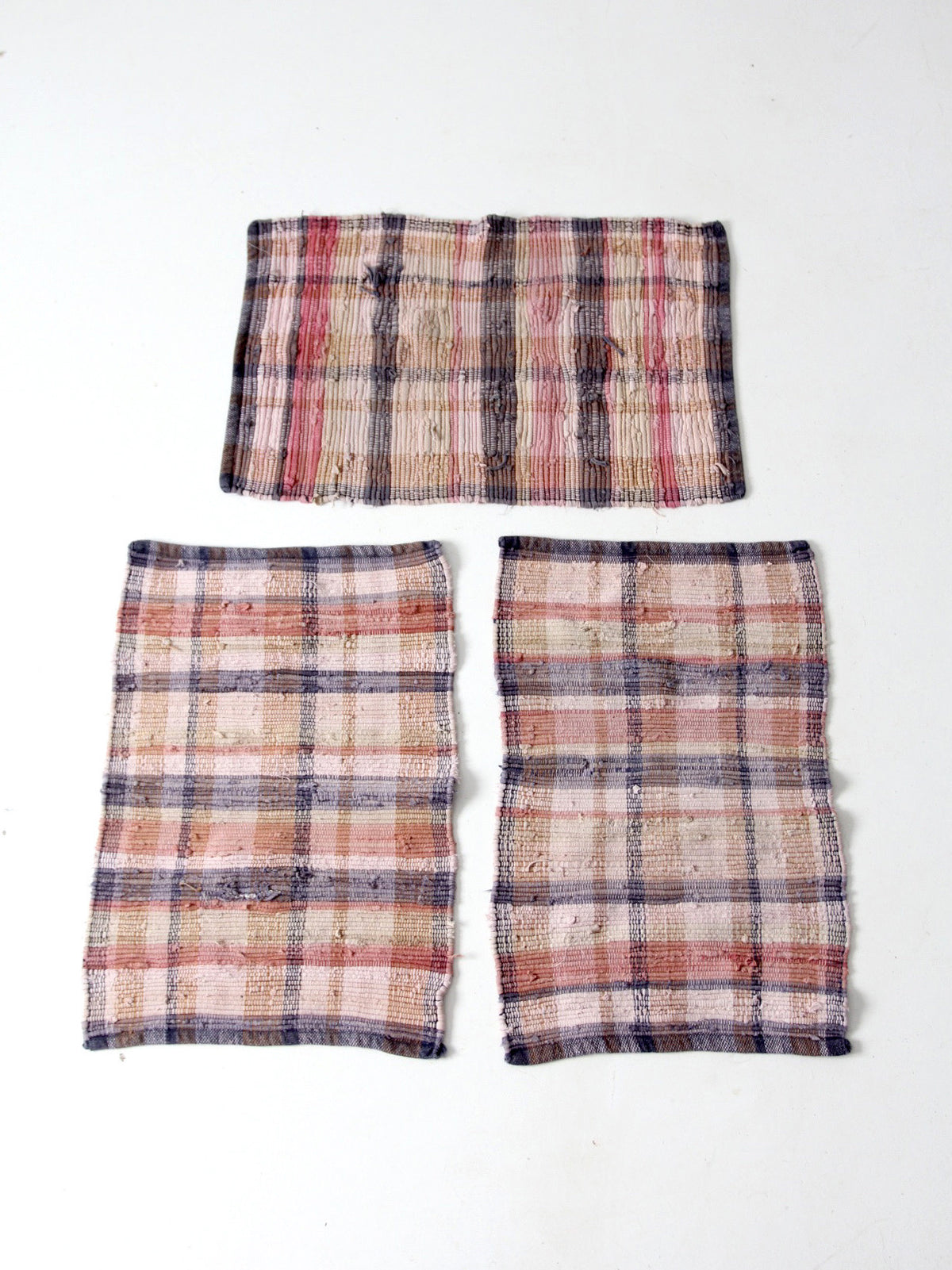 vintage plaid rag rugs | set of 3