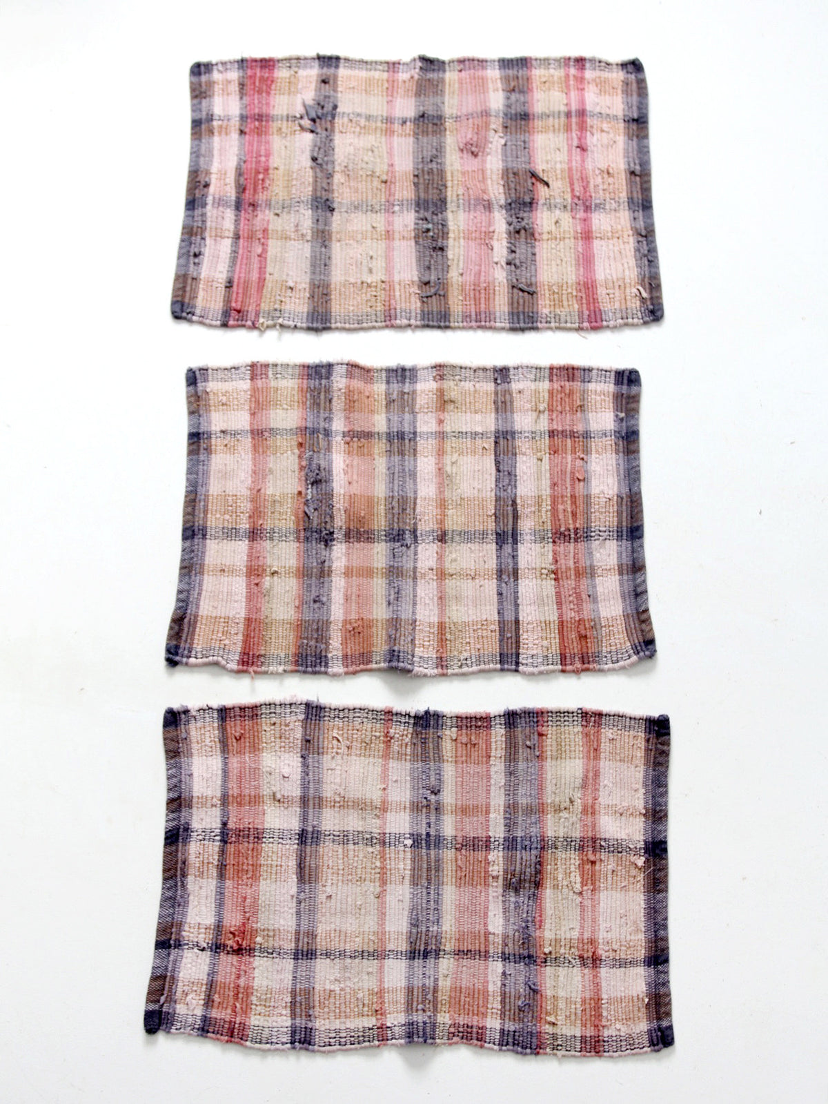 vintage plaid rag rugs | set of 3